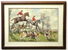 C E Turner, signed watercolour, Hunting scene, 35 x 53cm