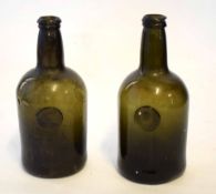 Pair of early 19th century bottles both with the seal for Sir Will Strickland, both bearing the date