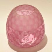 Cranberry glass oil lamp shade with floral design