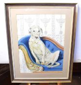 C C Turner, signed watercolour, Dalmatian on a chaise longue, 73 x 54cm