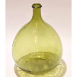 Large green glass globular jar or container, the base marked VOD with numerals 10 1/2, 38cm high