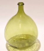 Large green glass globular jar or container, the base marked VOD with numerals 10 1/2, 38cm high