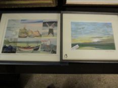 FRAMED PRINT BY MARTIN WOODCOCK TOGETHER WITH A FURTHER SIGNED NICHOLAS BARNHAM PRINT