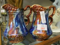 TWO LUSTRE WARE JUGS, ONE A/F