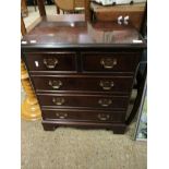 REPRODUCTION MAHOGANY BACHELOR’S CHEST WITH TWO DRAWERS WITH THREE FULL WIDTH DRAWERS WITH BRASS