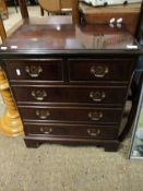 REPRODUCTION MAHOGANY BACHELOR’S CHEST WITH TWO DRAWERS WITH THREE FULL WIDTH DRAWERS WITH BRASS