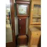 PITCH PINE CASED LONGCASE CLOCK WITH PAINTED DIAL AND ARABIC CHAPTER RING