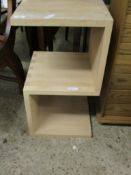 MODERN BEECHWOOD CUBE FORMED SIDE TABLE