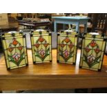 SET OF FOUR MODERN STAINED GLASS FOUR PANEL LIGHT FITTINGS