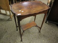 HANNINGTONS SHAPED WALNUT TOP TWO-TIER SIDE TABLE