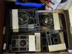 BOX CONTAINING GOOD QUALITY STAINED GLASS WINDOWS