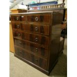 EDWARDIAN MAHOGANY AND SATINWOOD BANDED CHEST OF TWO OVER FOUR FULL WIDTH DRAWERS WITH RINGLET