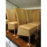FOUR WICKER L-SHAPED DINING CHAIRS