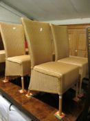 FOUR WICKER L-SHAPED DINING CHAIRS