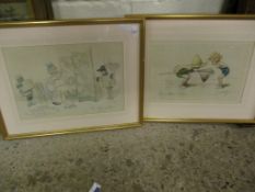 TWO GILT FRAMED CARICATURE PRINTS