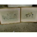 TWO GILT FRAMED CARICATURE PRINTS