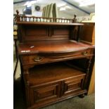 GOOD QUALITY EDWARDIAN SIDEBOARD WITH OPEN SHELF AND SINGLE DRAWER WITH TWO PANELLED CUPBOARD
