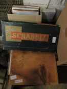 SMALL BOX OF MIXED VINYL SINGLES, LPS ETC