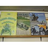 ROLLS-ROYCE POSTER MOUNTED ON BOARD TOGETHER WITH A VINTAGE BROOKLANDS WEYBRIDGE POSTER AND ONE