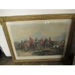 GOOD QUALITY VICTORIAN GILT PRINT ENTITLED “FOXHUNTING THE MEET”