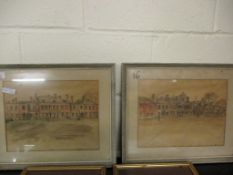 TWO 19TH CENTURY PEN AND WATERCOLOUR FRAMED PICTURES