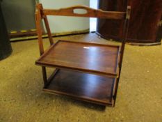 OAK FRAMED TWO-TIER BUTLER’S TRAY WITH TOP HANDLE
