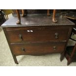 MID-20TH CENTURY OAK FRAMED TWO FULL WIDTH DRAWER CHEST WITH DROPLET HANDLES