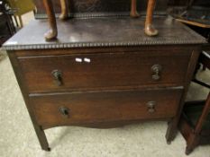 MID-20TH CENTURY OAK FRAMED TWO FULL WIDTH DRAWER CHEST WITH DROPLET HANDLES