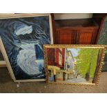 GROUP OF OILS ON BOARDS ETC (5)