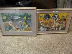 J STANLICK, SIGNED PAIR OF GOUACHE, STUDIES OF INDIANS AND SEA LIFE, ASSORTED SIZE (2)