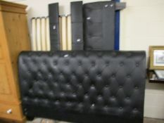 GOOD QUALITY BLACK LEATHER AND STUDDED KING SIZE DOUBLE BED