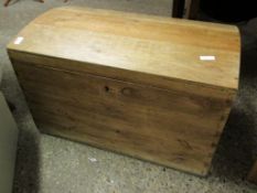 19TH CENTURY PINE DOME TOP TRUNK WITH SIDE HANDLES