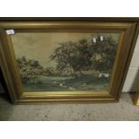 GILT FRAMED COLOURED PRINT OF A COUNTRY SCENE