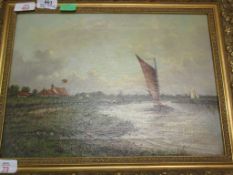 W J ROBERTSON, SIGNED AND DATED 1894, OIL ON CANVAS, "THE BURE AT CAISTER", 26 X 37CM