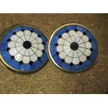 PAIR OF MODERN STAINED GLASS CEILING LIGHT SHADES