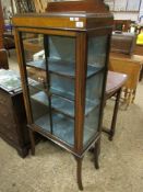 EDWARDIAN WALNUT SINGLE GLAZED DOOR DISPLAY CASE WITH SATINWOOD INLAID DETAIL