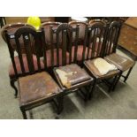 SET OF FOUR OAK FRAMED BARLEY TWIST DINING CHAIRS WITH DROP IN SEATS (A/F)