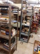 METAL SHELVING: 2 units, each 210 height x 100 width, 5 x shelves each