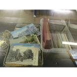 TWO BOXES OF MIXED VINTAGE POSTCARDS