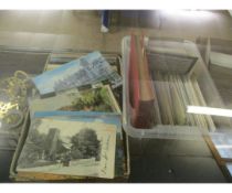 TWO BOXES OF MIXED VINTAGE POSTCARDS