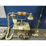 GOOD QUALITY ONYX AND CHROMIUM VINTAGE STYLE TELEPHONE