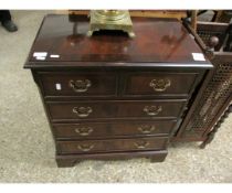 REPRODUCTION MAHOGANY BACHELOR'S CHEST WITH TWO DRAWERS WITH THREE FULL WIDTH DRAWERS WITH BRASS