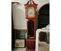 TEAK FRAMED C WOODS & SON 31-DAY LONGCASE CLOCK