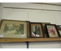 MIXED LOT OF TWO FRAMED WATERCOLOURS BY GLANVILLE PLUS MIXED PICTURES, PRINTS ETC