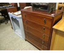 MAHOGANY FRAMED FIVE FULL WIDTH DRAWER CHEST WITH BRASS DROPLET HANDLES