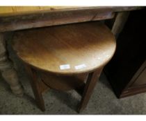 TEAK FRAMED CIRCULAR TABLE ON FOUR PLANKED LEGS