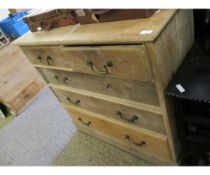 BEECHWOOD FRAMED TWO OVER THREE FULL WIDTH DRAWER CHEST WITH BRASS SWAN NECK HANDLES