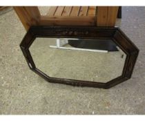 OAK FRAMED WALL MIRROR WITH BEADED DETAIL AND CANTED CORNERS