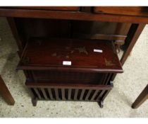 EASTERN HARDWOOD AND BRASS INLAID TABLE MAGAZINE RACK