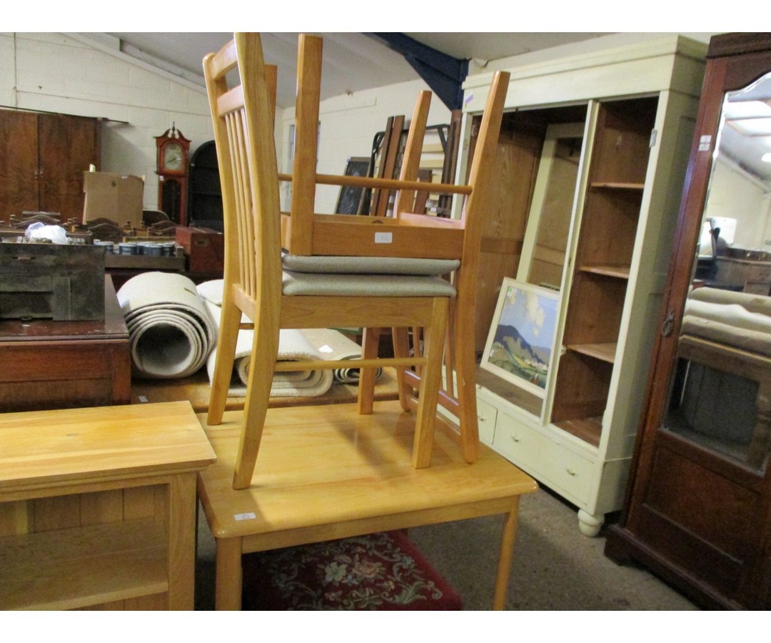 BEECHWOOD FRAMED RECTANGULAR KITCHEN TABLE WITH TWO CHAIRS